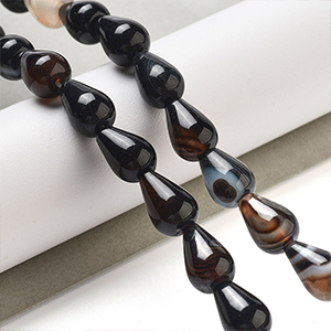 86510 NATURAL AGATE TEARDROP BEADS  FOR JEWELLERY 12X8mm/33Pcs/   BLACK COLOR,   ,Material ,,BEADS (2 0) ()
