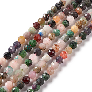 86512 Natural Agate Beads Strands Round Faceted  FOR JEWELLERY 6mm/67Pcs/   MULTICOLOR, FACETED  ,Material ,,BEADS (10 0) ()