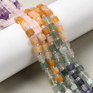 86546 NATURAL AGATE CUBE BEADS  FOR JEWELLERY 4X4mm/59Pcs/   MULTICOLOR,   ,Material SEMI PRECIOUS STONES,, (5 0) ()
