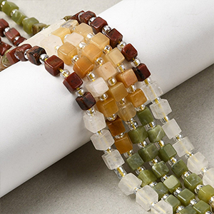 86548 NATURAL AGATE CUBE BEADS  FOR JEWELLERY 4X4mm/59Pcs/   MULTICOLOR,   ,Material SEMI PRECIOUS STONES,, (5 0) ()