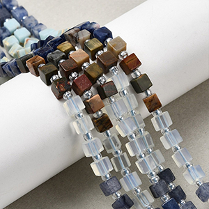 86551 NATURAL AGATE CUBE BEADS  FOR JEWELLERY 4X4mm/59Pcs/   MULTICOLOR,   ,Material SEMI PRECIOUS STONES,, (5 0) ()