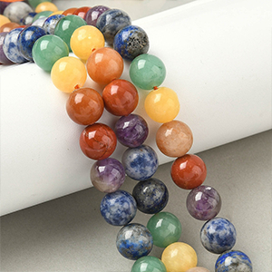 86578 NATURAL AGATE ROUND BEADS  FOR JEWELLERY 10mm/37Pcs//Ø1.2mm   MULTICOLOR,   ,Material SEMI PRECIOUS STONES,, (2 0) ()