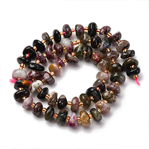 86581 Natural Tourmaline nugget beads  FOR JEWELLERY 10X8mm/57Pcs//Ø0.8mm   MULTICOLOR,   ,Material SEMI PRECIOUS STONES,, (50 0) ()