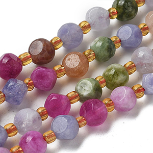 86584 NATURAL TOURMALINE NUGGET BEADS FOR JEWELLERY 6X6mm/47Pcs//Ø1mm MULTICOLOR, ,Material SEMI PRECIOUS STONES,, (4 0) ()