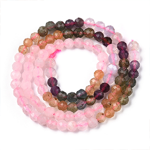 86596 Natural Agate Beads Strands Round Faceted  FOR JEWELLERY 4mm/85Pcs/   MULTICOLOR, FACETED  ,Material SEMI PRECIOUS STONES,, (5 0) ()