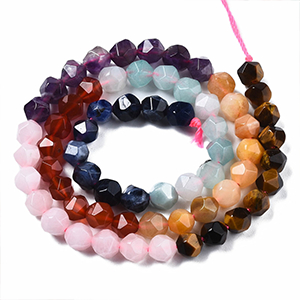86601 NATURAL AGATE STONE BEADS  FOR JEWELLERY 7mm/63Pcs/   MULTICOLOR,   ,Material SEMI PRECIOUS STONES,, (5 0) ()