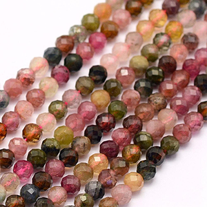 86614 NATURAL TOURMALINE BEADS  FOR JEWELLERY 4mm/96Pcs/   MULTICOLOR, FACETED  ,Material SEMI PRECIOUS STONES,, (2 0) ()