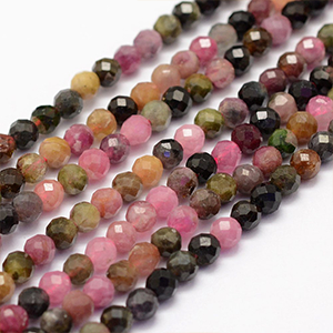 86615 NATURAL TOURMALINE BEADS  FOR JEWELLERY 4mm/86Pcs/   MULTICOLOR, FACETED  ,Material SEMI PRECIOUS STONES,, (2 0) ()
