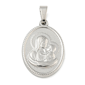 86629 Stainless Steel Oval Panagitses Amulet  FOR JEWELLERY 24X16mm/1Pcs/   STEEL COLOR,   ,Material ,Religious,CHARMS (20 0) ()