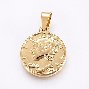 86634 STAINLESS STEEL COINS  FOR JEWELLERY 21X18mm/1Pcs/   GOLD PLATED,   ,Material Ανοξείδωτο Ατσάλι 304,Religious,CHARMS (10 0) ()