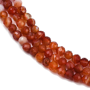 86643 NATURAL CARNELIAN ROUND FACETED  FOR JEWELLERY 4mm/90Pcs/   RED COLOR, FACETED  ,Material ,BEADS (5 0) ()