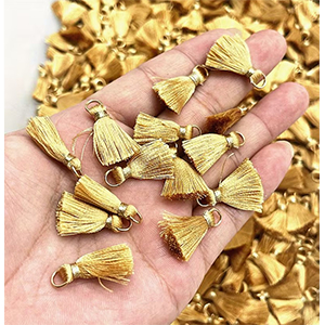 86696 TEXTILE TASSELS WITH HOOK FOR JEWELLERY/DECORATION 20mm//5Pcs/ GOLDEN COLOR,With Gold Plated Loop Cotton ,Material ,, (20 0) ()