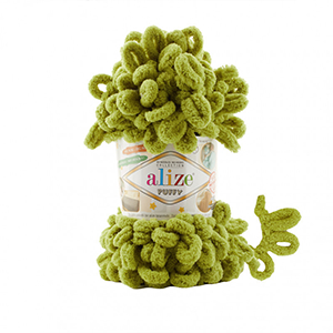 86735 ALIZE PUFFY YARN FOR BLANKETS SCARVES,CARDIGANS 100gr//10Meters/ (ALIZE) 11-LIGHT OLIVE, 100% Polyester ,Material ,WINTER YARN,HAND KNITTING (30 0) ()