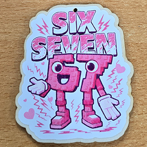 86896 WOODEN SILHOUETTES WITH STICKER ‘, 67 -SIX SEVEN’ FOR DECORATION 85mm//1Pcs/   MULTICOLOR,   ,Material ,Easter, (13 0) ()