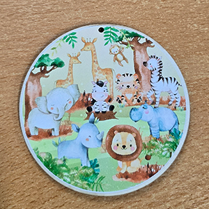86917 WOODEN SILHOUETTES WITH STICKER ‘, JUNGLE ANIMALS’ FOR DECORATION 85mm//1Pcs/   MULTICOLOR,   ,Material ,Easter, (4 0) ()