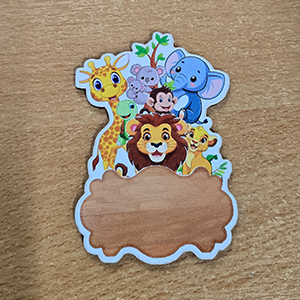 86918 WOODEN SILHOUETTES WITH STICKER ‘, JUNGLE ANIMALS’ FOR DECORATION 100mm//1Pcs/   MULTICOLOR,   ,Material ,Easter, (5 0) ()