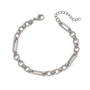 86966 STAINLESS STEEL LINK CHAIN BRACELETS  FOR JEWELLERY 18.6cm//1Pcs/   Steel COLOR,   ,Material ,, (10 0) ()