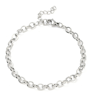 86969 STAINLESS STEEL ROLO CHAIN BRACELETS  FOR JEWELLERY 17cm//1Pcs/   Steel COLOR,   ,Material ,, (20 0) ()