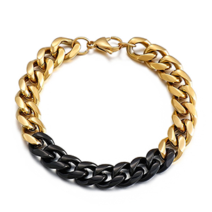 86975  Stainless Steel Cuban Link Chains  FOR JEWELLERY 21cm//1Pcs/   GOLD PLATED,   ,Material ,, (0 0) ()