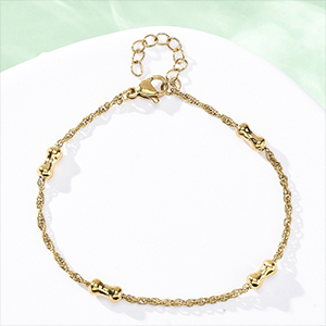 87006 STAINLESS STEEL ROPE CHAIN BRACELETS  FOR JEWELLERY 17cm//1Pcs/  (IP) GOLD PLATED,   ,Material ,, (0 0) ()