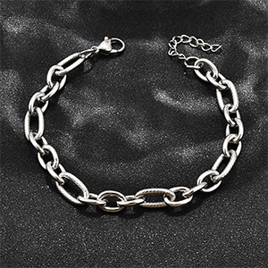87008 STAINLESS STEEL FIGRARO CHAIN BRACELETS  FOR JEWELLERY 18cm//1Pcs/   PLATINUM COLOR,   ,Material ,, (0 0) ()
