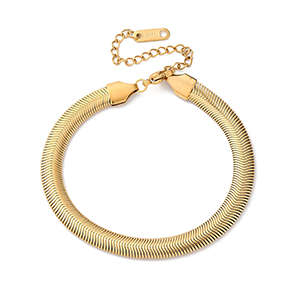 87010 STAINLESS STEEL FLAT SNAKE CHAIN BRACELETS  FOR JEWELLERY 18cm//1Pcs/   GOLD PLATED,   ,Material ,, (0 0) ()