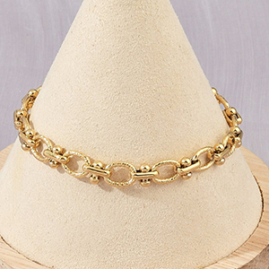 87014 STAINLESS STEEL LINK CHAIN BRACELETS  FOR JEWELLERY 18cm//1Pcs/  (PVD 22K) GOLD PLATED,   ,Material ,, (0 0) ()