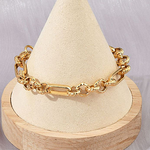 87015 STAINLESS STEEL FIGRARO CHAIN BRACELETS  FOR JEWELLERY 21cm//1Pcs/  (PVD 22K) GOLD PLATED,   ,Material ,, (0 0) ()