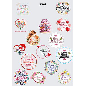 87033 STICKERS ‘, MOTHER’S DAY’ FOR DECORATION 21X16CM/15PCS/   MULTICOLOR,   ,MATERIAL ,MOTHER’S DAY, (5 0) ()