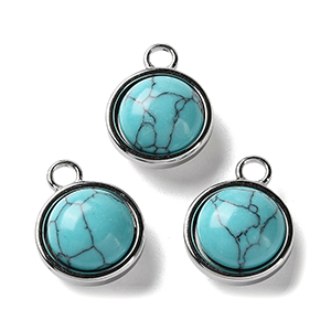 87096 STAINLESS STEEL CHARMS  FOR JEWELLERY 20X15mm/1Pcs/   Steel COLOR, WITH NATURAL STONE  ,Material ,CHARMS (0 0) ()