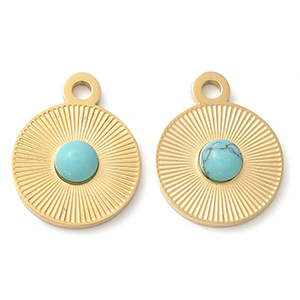 87109 STAINLESS STEEL CHARMS  FOR JEWELLERY 15X12mm/1Pcs/  (IP) GOLD PLATED, WITH NATURAL STONE  ,Material ,CHARMS (0 0) ()