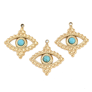 87110 STAINLESS STEEL CHARMS  FOR JEWELLERY 23X21mm/1Pcs/  (IP 18K) GOLD PLATED, WITH NATURAL STONE  ,Material ,CHARMS (0 0) ()
