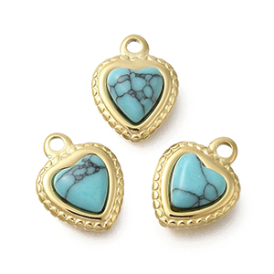 87121 Stainless Steel Hearts  FOR JEWELLERY 11X9mm/1Pcs/   GOLD PLATED, WITH NATURAL STONE  ,Material ,Saint Valentine,CHARMS (0 0) ()