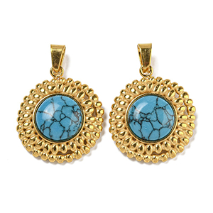 87127 STAINLESS STEEL CHARMS  FOR JEWELLERY 22X20mm/1Pcs/  (IP) GOLD PLATED, WITH NATURAL STONE  ,Material ,CHARMS (0 0) ()