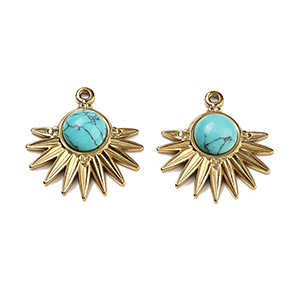 87129 STAINLESS STEEL CHARMS  FOR JEWELLERY 23X22mm/1Pcs/  (IP 18K) GOLD PLATED, WITH NATURAL STONE  ,Material ,CHARMS (0 0) ()