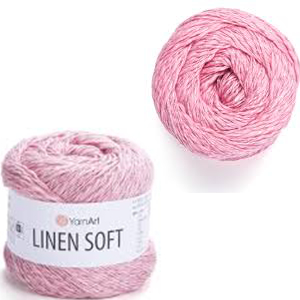 87182 YARNART LINEN SOFT SUMMER YARN 30% LINEN, 36% VISCOSE, 34% COTTON  FOR HANDBAGS 100gr/272Meters/   7322-PINK,   ,Material ,SUMMER, (0 0) ()