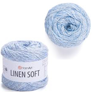 87183 YARNART LINEN SOFT SUMMER YARN 30% LINEN, 36% VISCOSE, 34% COTTON  FOR HANDBAGS 100gr/272Meters/   7319-LIGHT BLUE,   ,Material ,SUMMER, (0 0) ()