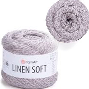 87185 YARNART LINEN SOFT SUMMER YARN 30% LINEN, 36% VISCOSE, 34% COTTON  FOR HANDBAGS 100gr/272Meters/   7307-GREY,   ,Material ,SUMMER, (0 0) ()