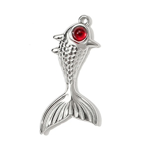 87195 Stainless Steel Fish  FOR JEWELLERY 36X17mm/1Pcs/   Steel COLOR, WITH EVIL EYES  ,Material ,Summer,CHARMS (0 0) ()