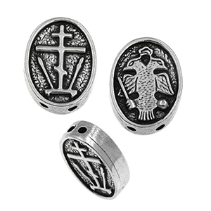 87210 METAL SHIELD CAST FOR COMBOLOI FOR KOMPOLOI 22X18mm/1Pcs//Ø2mm ANTIQUE Color, ,Material , (0 0) ()