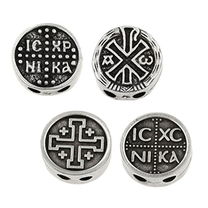 87211 METAL SHIELD CAST FOR COMBOLOI FOR KOMPOLOI 17X14mm/1Pcs//Ø3mm ANTIQUE Color, ,Material , (0 0) ()