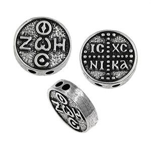 87218 METAL SHIELD CAST FOR COMBOLOI FOR KOMPOLOI 19mm//1Pcs//Ø2.5mm ANTIQUE COLOR, ,Material , (5 0) ()