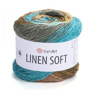 87230 YARNART LINEN SOFT 30% LINEN 36% VISCOSE 34% COTTON FOR Textile 100gr/272Skein/ 7409-MULTICOLOR, ,Material ,SUMMER, (4 0) ()