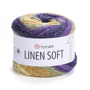 87233 YARNART LINEN SOFT 30% LINEN 36% VISCOSE 34% COTTON FOR Textile 100gr/272Skein/ 7410-MULTICOLOR, ,Material ,SUMMER, (4 0) ()