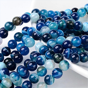87238 NATURAL AGATE ROUND BEADS FOR JEWELLERY 8mm/43Pcs/ BLUE COLOR, ,Material ,BEADS (0 0) ()