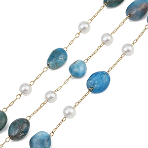 87243 STAINLESS STEEL LINK CHAINS FOR JEWELLERY 4mm//1Meters/ (IP) GOLD PLATED, WITH NATURAL STONE ,Material , (0 0) ()