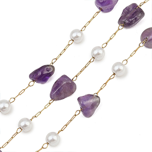 87244 STAINLESS STEEL LINK CHAINS FOR JEWELLERY 4mm//1Meters/ (IP) GOLD PLATED, WITH NATURAL STONE ,Material , (0 0) ()