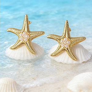 87249 STAINLESS STEEL STUD EARRINGS FOR JEWELLERY 40mm//1Set/ GOLD PLATED, WITH PEARLS ,Material STAINLESS STEEL, (0 0) ()