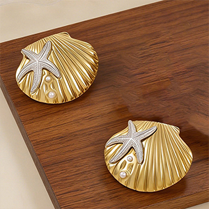 87250 STAINLESS STEEL STUD EARRINGS FOR JEWELLERY 28X34mm/1Set/ GOLD PLATED, ,Material STAINLESS STEEL, (0 0) ()