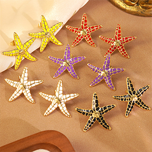87255  STAINLESS STEEL STUD EARRINGS  FOR JEWELLERY 28X30mm/1Pair/   GOLD PLATED, ENAMEL  ,Material STAINLESS STEEL, (0 0) ()